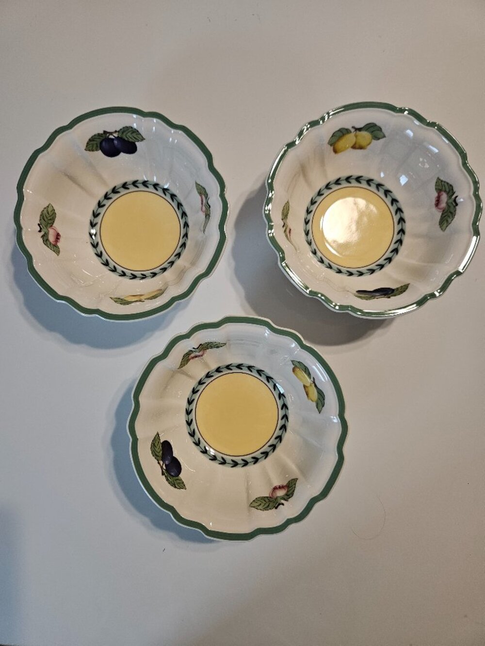 3 Villeroy & Boch French Garden  Fluted Porcelain Bowls